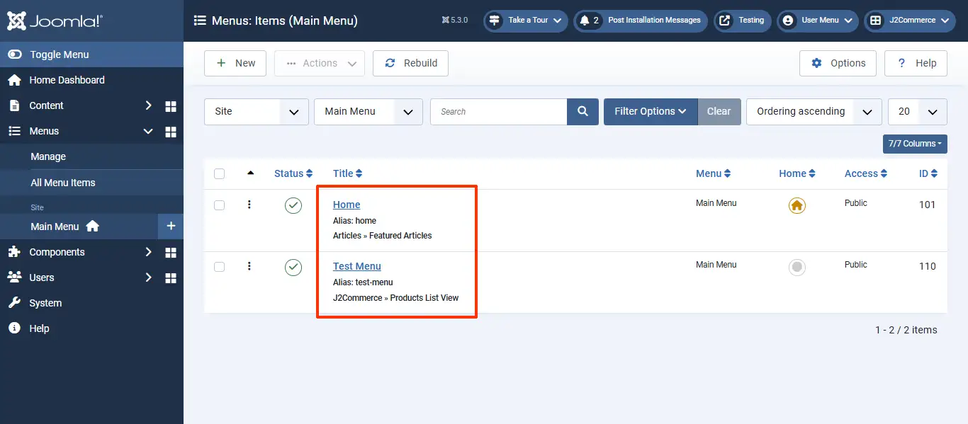 Layout-menu-list
